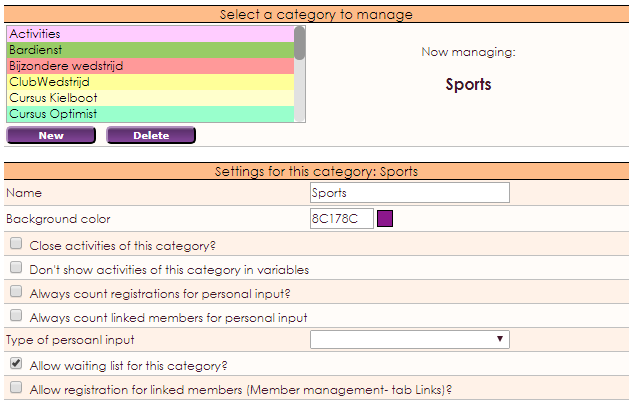 Activiteiten Categorieen aanmaken en beheren 5