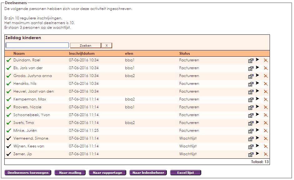 Activiteiten Inschrijvingen beheren 2