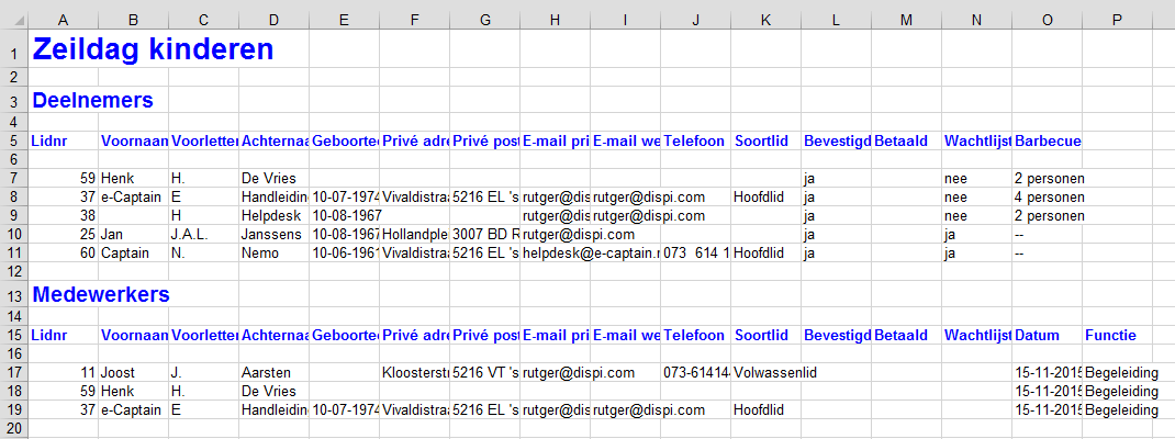 Activiteiten Inschrijvingen beheren 29